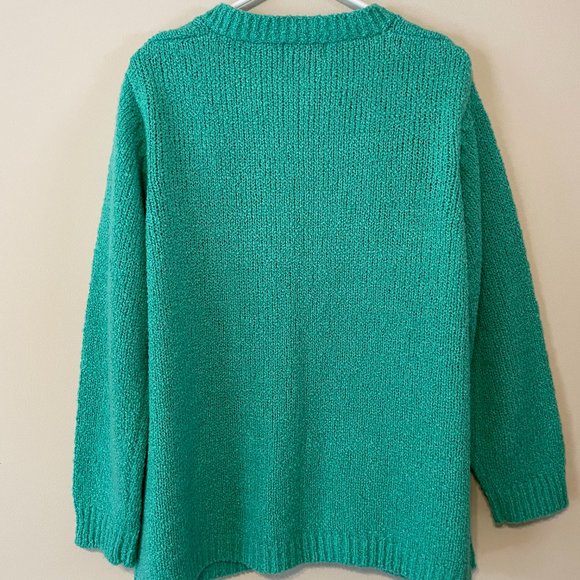 Bonnie Lee Leroy Sz XL Seafoam Green Open Front Acrylic Knit Cardigan Sweater - Picture 12 of 13